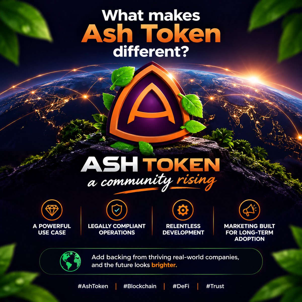 AshToken's tweet photo. 💎 What makes Ash Token different 

🎇 A powerful use case, legally compliant operations, relentless development, and marketing built for long-term adoption.

🌍 Add backing from thriving real-world companies, and the future looks brighter.  

#AshToken #Blockchain #DeFi #Trust https://t.co/5UVylhfC2h
