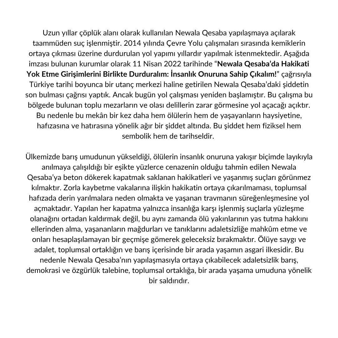 OluyeSaygi's tweet photo. Newala Qesaba’daki Hakikati Açığa Çıkaralım: 

Ölülere, Yakınlarına ve İnsanlık Onuruna Sahip Çıkarak Barışı Birlikte İnşa Edelim! https://t.co/RpHh13FrQo