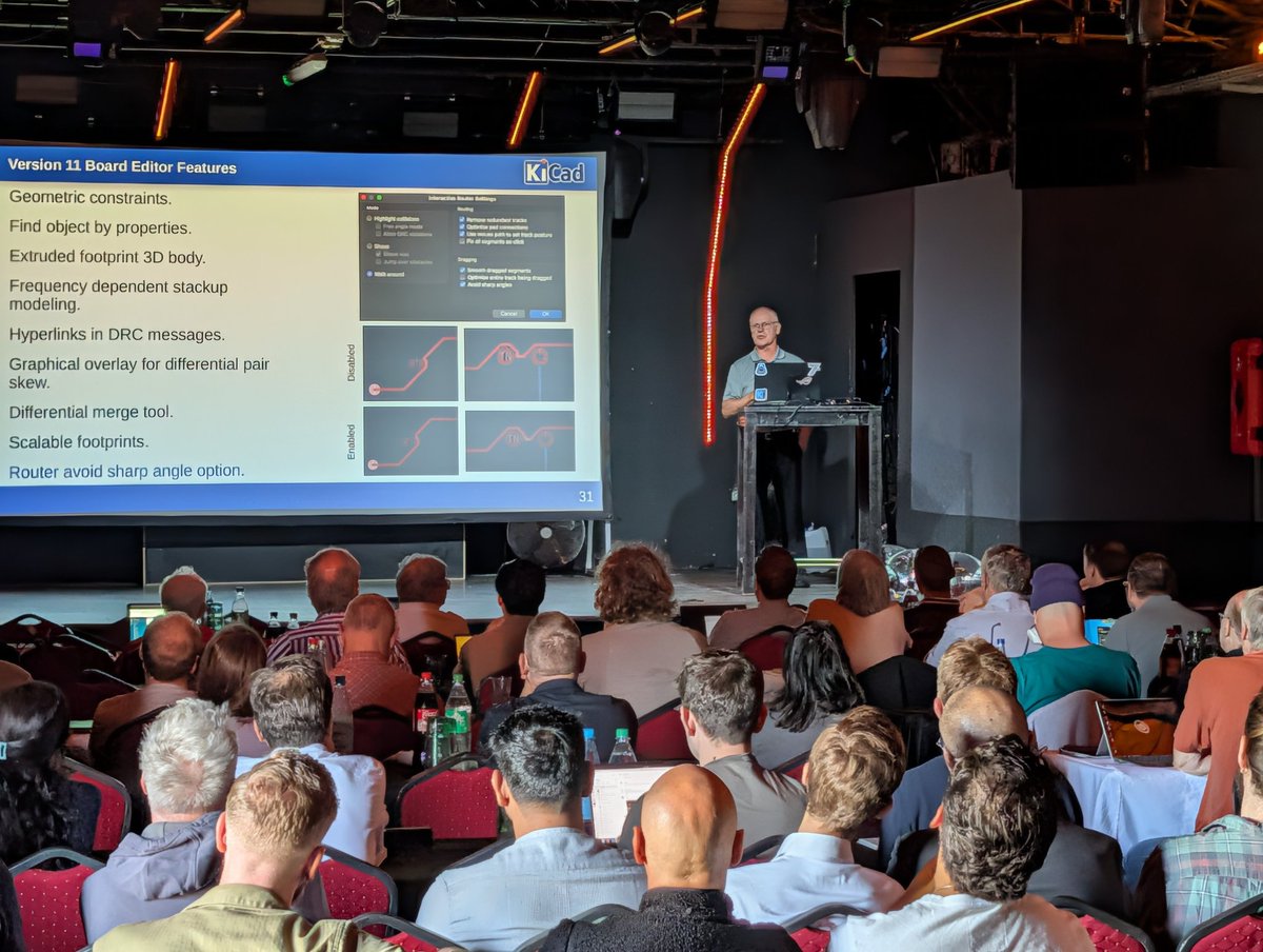 kicad_pcb's tweet photo. Wayne Stambaugh kicks off KiCon Europe 2026 with the KiCad status update https://t.co/ZgBwBtL1UN