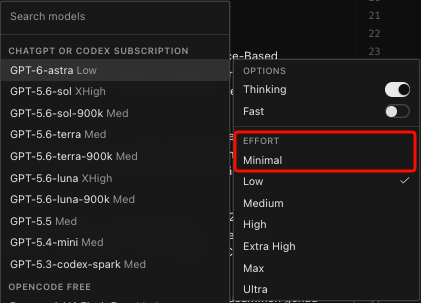 lenard_dkl's tweet photo. @Teknium what is the „minimal“ effort level? https://t.co/B1eDA4QdD3