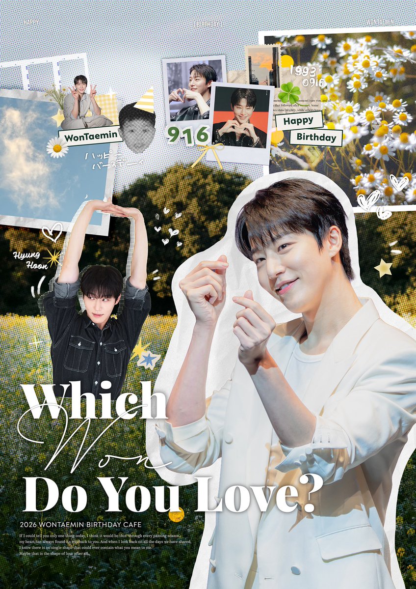 whichwon_916's tweet photo. 𝟮𝟬𝟮𝟲 𝙒𝙊𝙉 𝙏𝘼𝙀 𝙈𝙄𝙉 𝘽𝙄𝙍𝙏𝙃𝘿𝘼𝙔 𝘾𝘼𝙁𝙀

네가 힘을 줘서~⁽͑˙˚̀ᵕ˚́˙⁾̉
우리가 생일축하를 해줄게!! ୧( “̮ )୨✧

⁂ 카페 클로버
⁂ 2026.09.16

#RT 추첨을 통해 소정의 선물을 드립니다☀︎
 
#which_WON_do_you_love
#덕분에_탬복해
#원태민 #WONTAEMIN https://t.co/fiEMWXMJBu