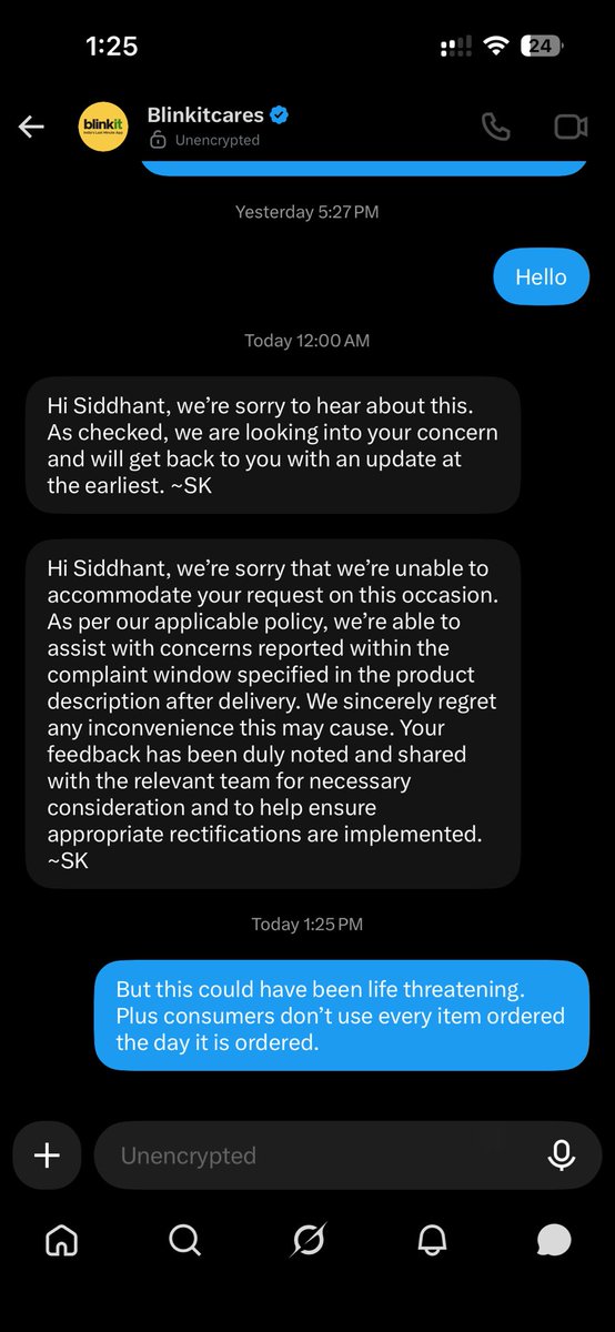 siddg1996's tweet photo. This resolution isn’t appropriate. Items should be used based on their expiry dates, not your internal complaint window—customers don’t consume everything the same day it arrives. Since you charge handling fees, please improve item handling.
@BandBajaateRaho @jagograhakjago https://t.co/OBO8CuQdsz
