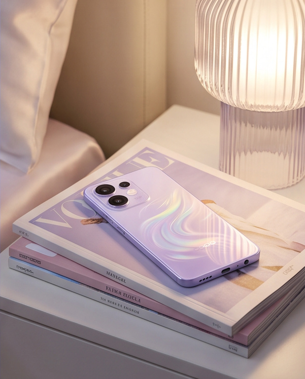 OPPOSaudi's tweet photo. لمسة ناعمة وبريق متلألئ يخطف الأنظار في كل لقطة! 
يندمج هاتف OPPO Reno16 Series باللون البنفسجي الحالم بسلاسة مع أسلوب حياتك ليضيف بريقاً هادئاً وأنيقاً لأي مساحة يوضع فيها. https://t.co/mMUxhg71xx