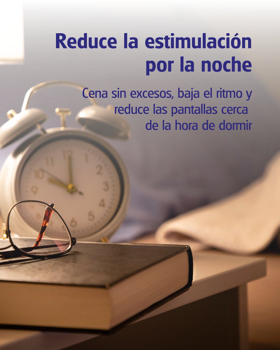 HMStaTrinidad's tweet photo. Tras las vacaciones, recupera el sueño poco a poco: adelanta tus horarios, levántate a una hora estable. 

Busca luz natural por la mañana y por la noche, evita cenas copiosas, reduce las pantallas y crea una rutina breve. La constancia importa.

#VeranoConSalud #HMHospitales https://t.co/AAknfcAYKT