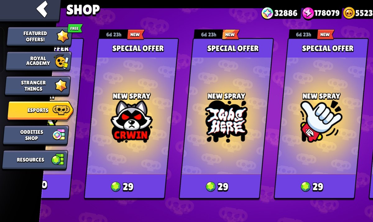 code_bsm's tweet photo. New eSports team sprays are available in the shop now 🔥 #brawlstars https://t.co/Wye9s3l12H