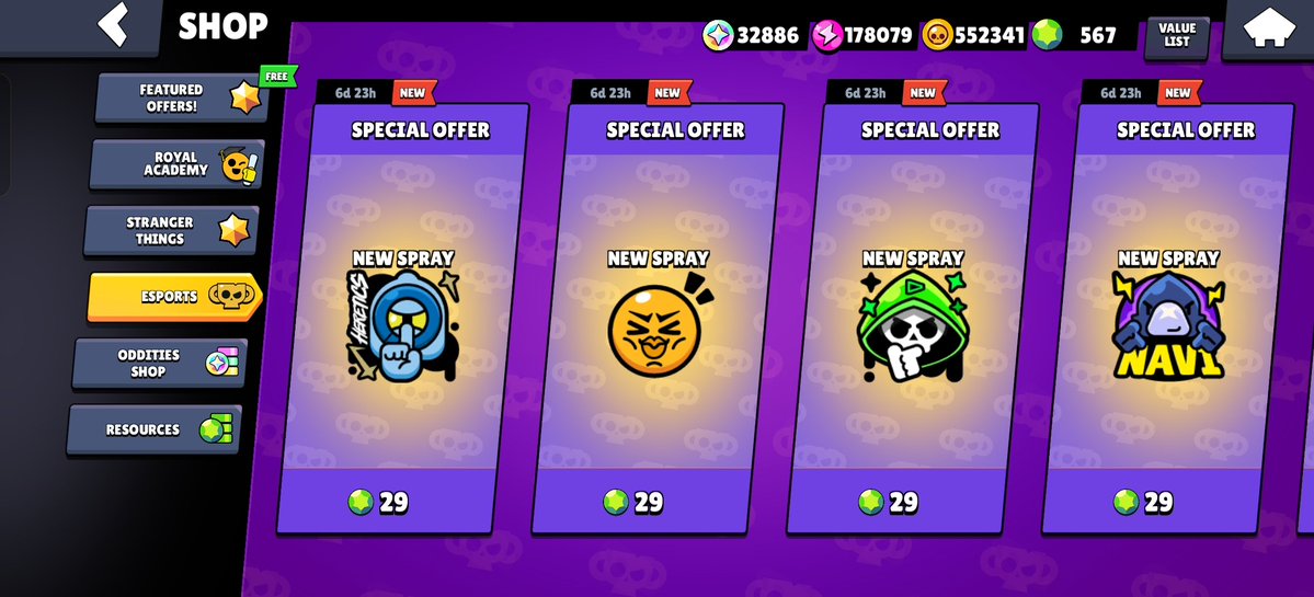 code_bsm's tweet photo. New eSports team sprays are available in the shop now 🔥 #brawlstars https://t.co/Wye9s3l12H