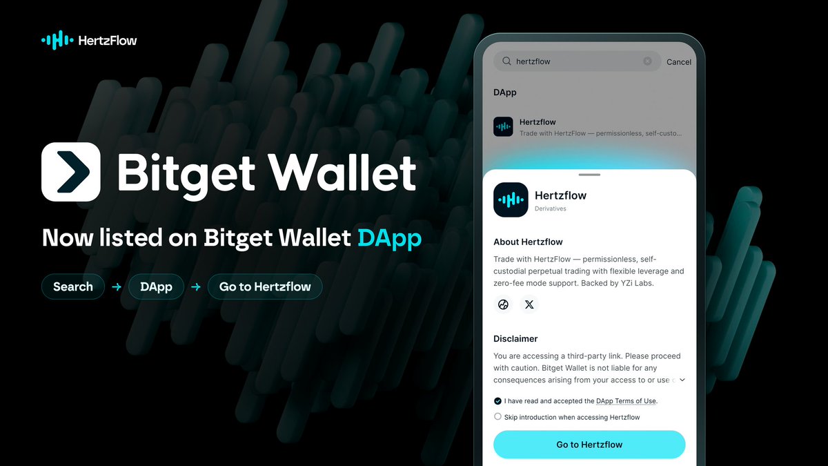 Hertzflow_xyz's tweet photo. 🔔 HertzFlow is now listed on @BitgetWallet DApp.

Search Hertzflow, tap go to Hertzflow, and trade right from your wallet. 📈

Simple and safe. 
HertzFlow is self-custodial, so your assets never leave your own wallet. 🤝 https://t.co/3eYr22mDt2