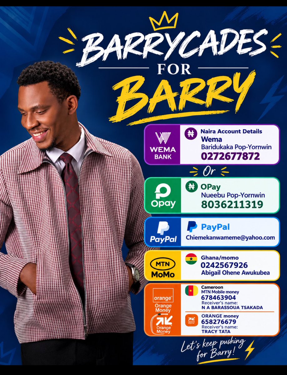 barrycadesfc's tweet photo. Happy new week #Barrycades 
We are not waiting till the last minute till start picking up🥹🥳
Let's prepare accordingly ahead of tonight's nominations because if not has no immunity 
Contact your reps and send a dm for an assistance🙌‼️

#BBNaija 
#BarryYornwin https://t.co/gEVhTw2CWP