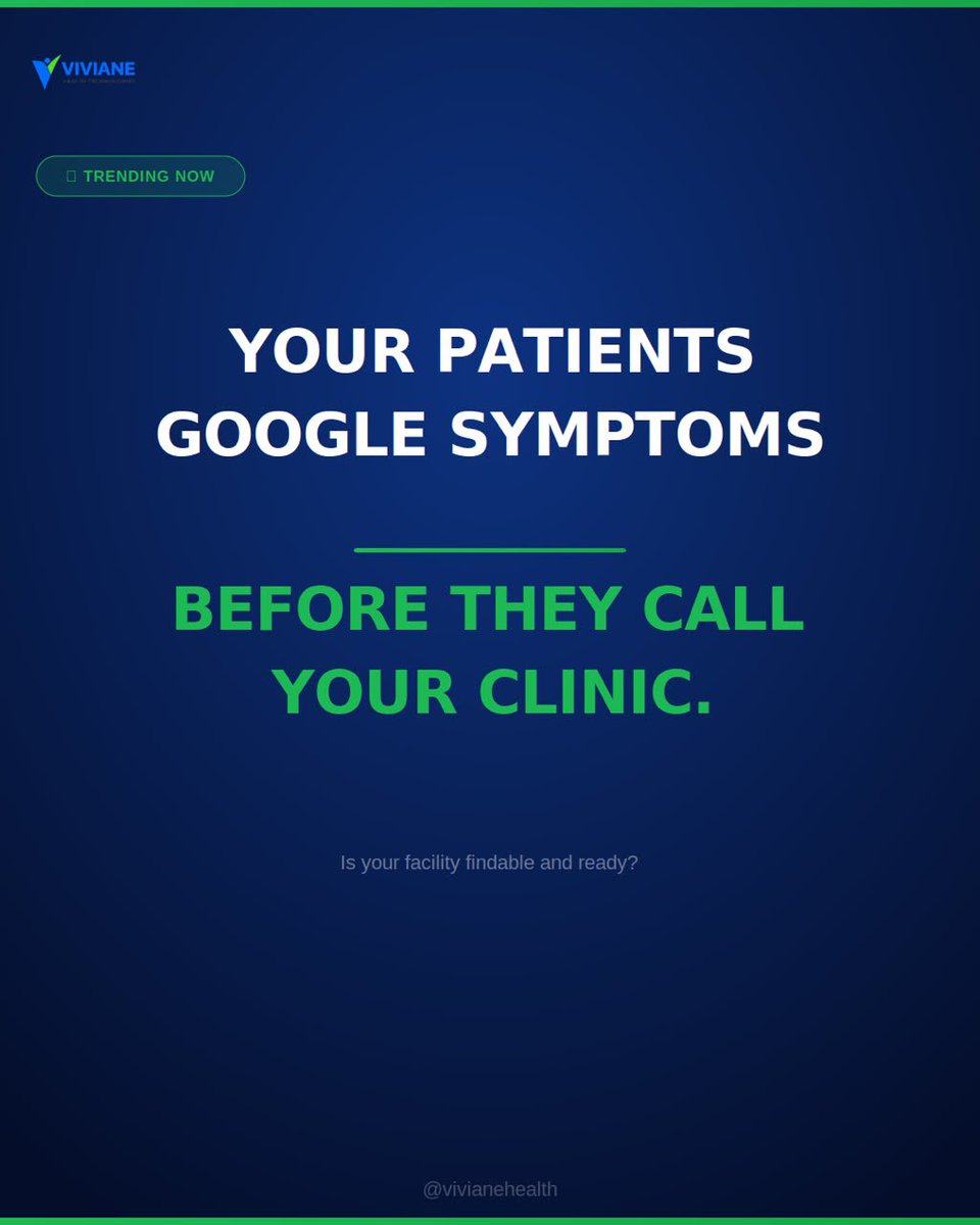 VivianeHealth's tweet photo. Nigerians have 180 million active mobile lines. Health seeking now begins with a Google search, a WhatsApp message or a social media post before anyone calls a clinic. 
Is your facility ready for that? 📱 #digitalhealthnigeria #vivianehealth https://t.co/7fxoTyk1Qk