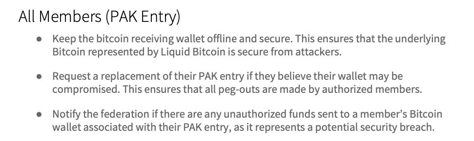 wiz's tweet photo. @OrangeSurfBTC The entire point of becoming a trusted member of the Liquid Network is being able to peg-out. If Sideswap broke this strict security policy, whereby members are only allowed to peg-out to offline cold storage, they are partly responsible for the theft https://t.co/YSNA36SSfe