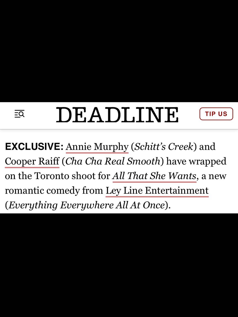 mudu_vina's tweet photo. Thrilled to announce All That She Wants, starring Annie Murphy, Cooper Raiff, Zosia Mamet, Finn Wittrock and Christine Baranski. Written by David West Read, directed by Andrew Rhymer and Scarlett Bermingham. https://t.co/e5GvDcQZXU
