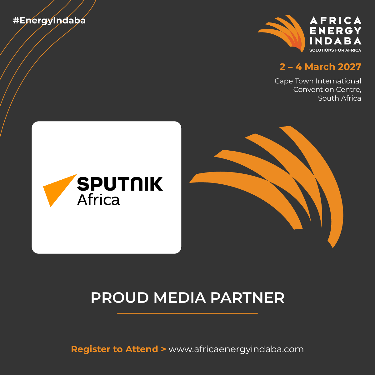 EnergyIndaba's tweet photo. Meet Our Media Partner: We’re proud to welcome @sputnik_africa as a media partner of the 2027 Africa Energy Indaba.
Join us for the upcoming Africa Energy Indaba: https://t.co/DbqjyiI8IH
#EnergyIndaba #AfricaEnergy #PoweringAfrica #EnergyAccess #EnergyInvestment #mediapartner https://t.co/U7rwaoZFAa