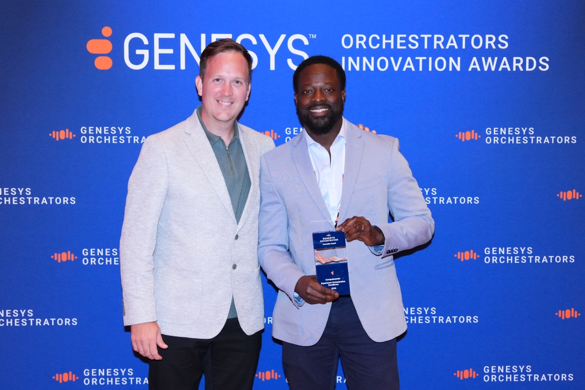 Computacenter's tweet photo. We're proud to have won the Experience Orchestration Excellence Award at the 2026 Genesys Orchestrators Innovation Awards.

This recognition reflects how our teams are helping customers improve support experiences, increase productivity and deliver better outcomes through innovation, automation and AI.

Congratulations to everyone involved and thank you to @Genesys for the recognition and continued partnership.

#Xperience26 #ManagedServices #DigitalWorkplace