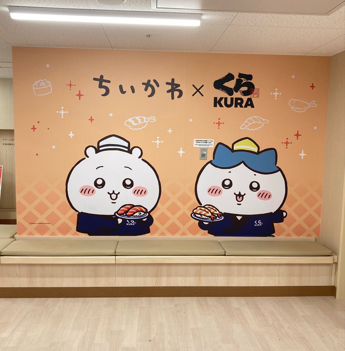 Tartsandtea2227's tweet photo. ちいかわくら寿司
店内装飾の思い出
本当にかわいかった✨

3000円分食べられず次回のお皿が本命だったので湯呑みは諦めてしまい後悔してる…

コラボ商品注文しといて良かった！！ https://t.co/5QpJOKObko