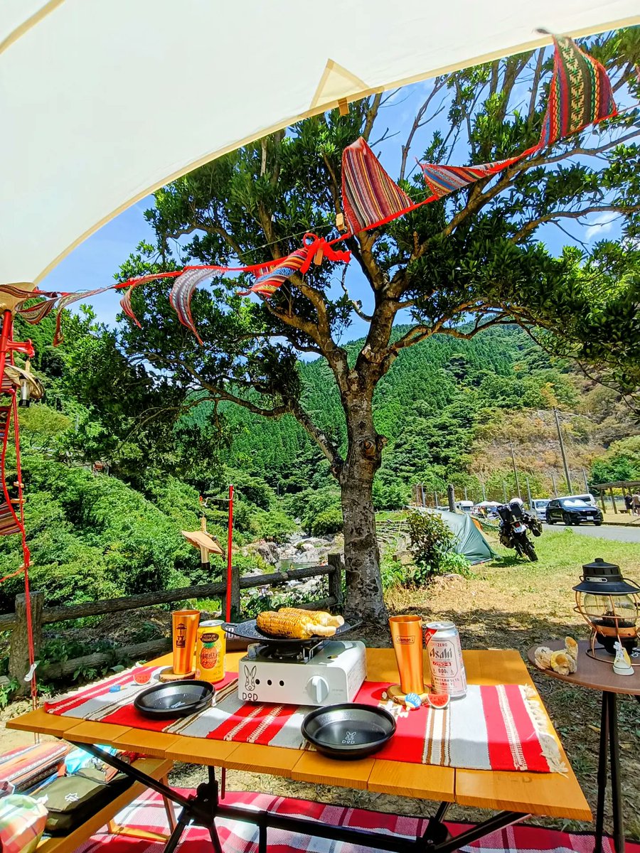 LynnHandsh5a2's tweet photo. Summer tradition: Kyuragi camping, river fun, shrimp pancakes, yakisoba, corn, Sayo-hime Hot Springs, Amour Curry 1971, shrimp tempura, somen with 3 sauces, Mise Yamabiko Hot Springs, and Hirao Tempura Sawara. https://t.co/OidacYQJvp