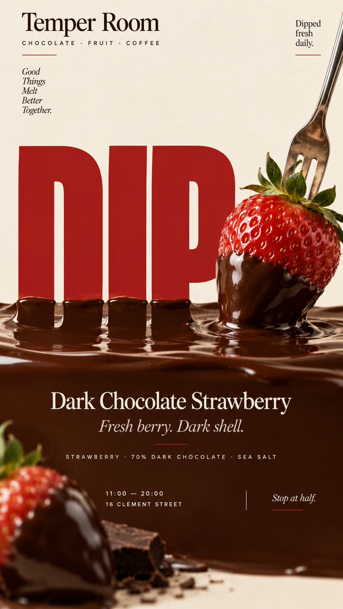MrLarus's tweet photo. 😋 Liquid ingredients can turn typography into part of the food!

Maple syrup drips over letters, type sinks into chocolate, strawberry preserve smears across a headline, and a coffee swirl pulls cocoa letters into motion.

1. Brown Butter Pancakes
2. Dark Chocolate Strawberry
3. Strawberry Lemon Preserve
4. Brown Sugar Cappuccino

🌟 Great for menus, café branding, packaging and food editorials!

Prompts below 👇