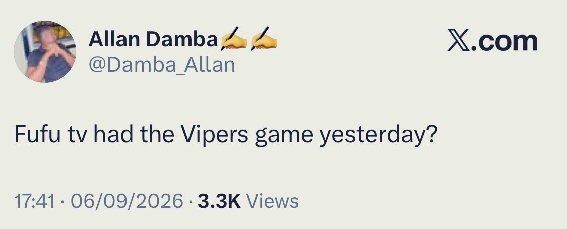 BaVaWrites's tweet photo. MR DAMBA ALLAN ; why didn’t he advise NBS SPORT to buy rights to broadcast the VIPERS SC game .
The football intellectual he is should have been of Great value to the station in that effect BEFORE  castigating others 🤷‍♂️

#TotalEnergiesCAFCC 
#UgandanFootball https://t.co/2PmAJY5UzX