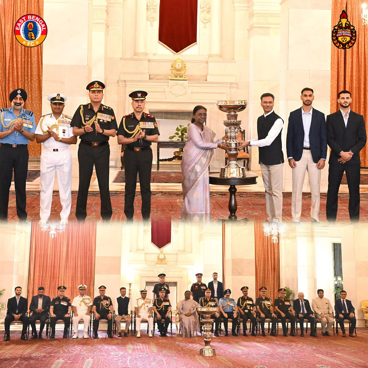 ProbasheEB's tweet photo. বাঁধিয়ে রাখার মতো ছবি ❤️💛

President of India 🤝 Champions of India 🇮🇳

[Joy East Bengal, ProbasheEB, promotingEBoutsideWB] https://t.co/n3upZuDfzG
