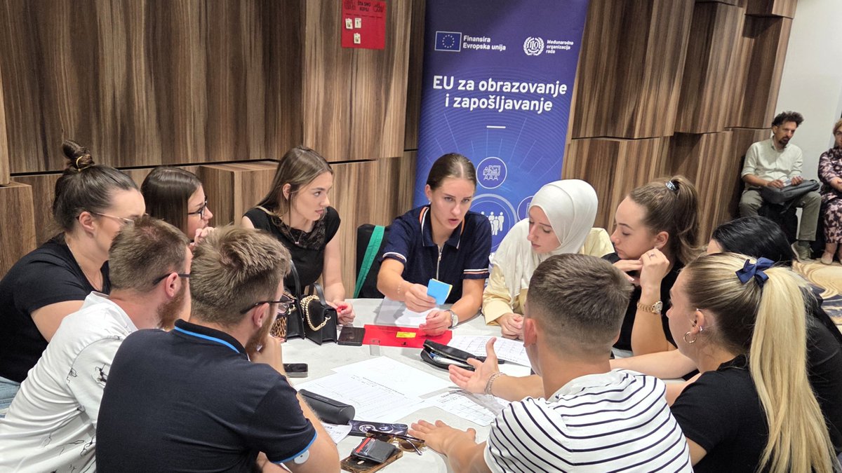 ilo_CEE's tweet photo. At the #gledajsebiposla 2026 Job Fair in Sarajevo, by connecting Employers, Education institutions & Public authorities, the @ilo demonstrated how stronger links between education & the labour market can create better opportunities for productive employment & #decentwork in BiH. https://t.co/Rxe6GY0BdJ
