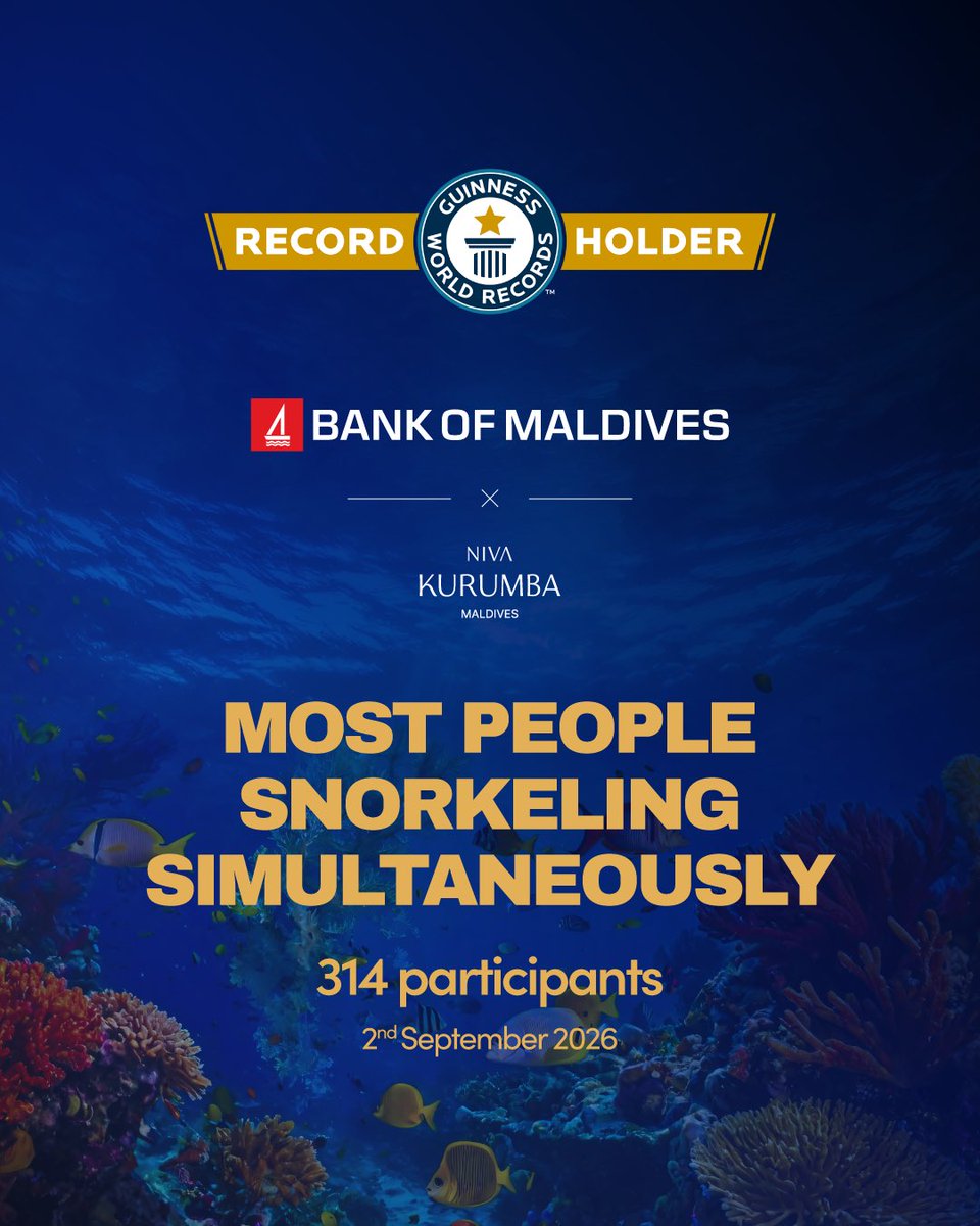 bankofmaldives's tweet photo. We are officially a Guinness World Records title holder for breaking the record of the ‘Most People Snorkeling Simultaneously’ at a single venue! 🤿

Thank you to all the participants who joined us for this special moment. https://t.co/wuy159KWJ3