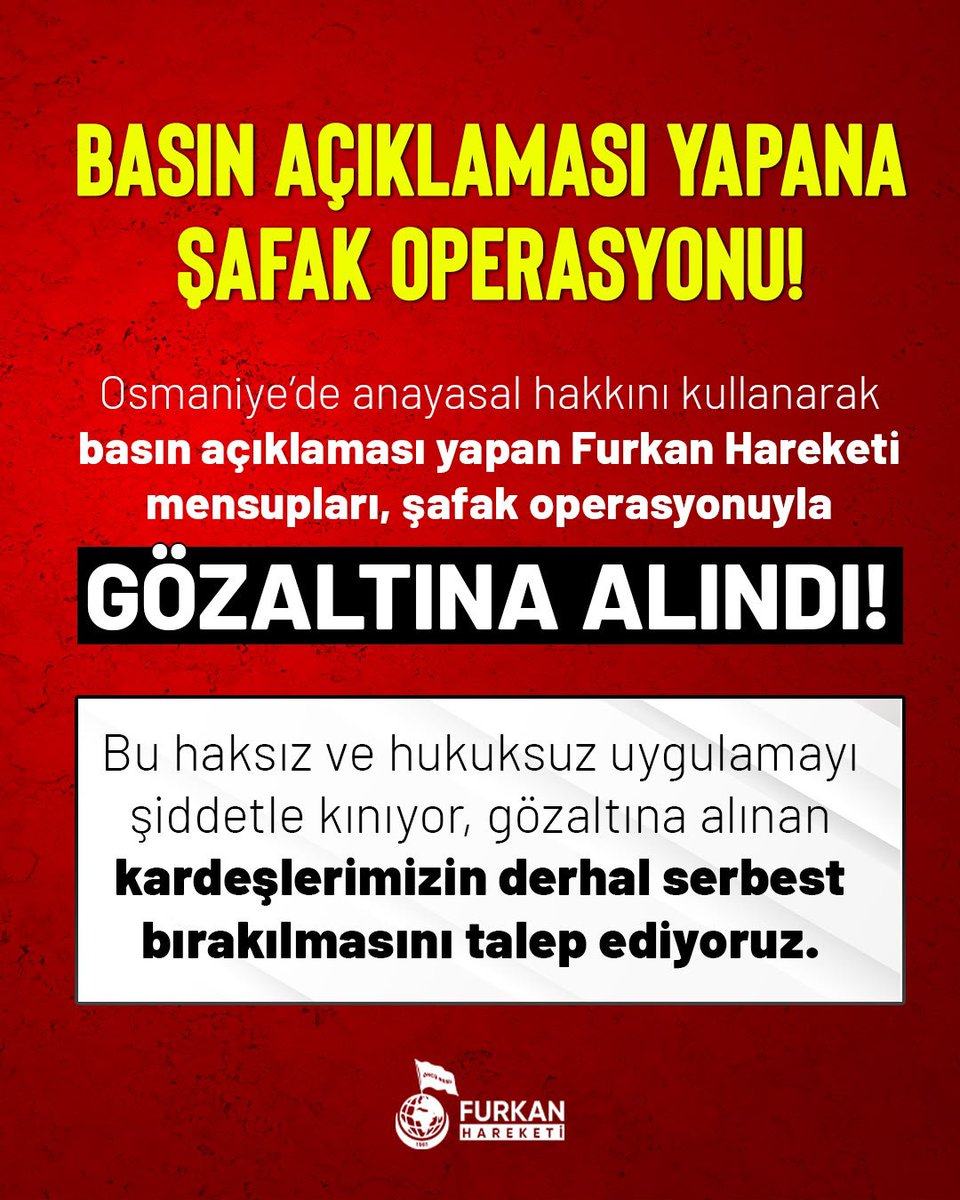SibelAs06980673's tweet photo. @FH_Susmaz #OsmaniyeEmniyeti
Açıklamaya SafakBaskını
IfadeHürriyetine Darbe https://t.co/R8rso8V17V