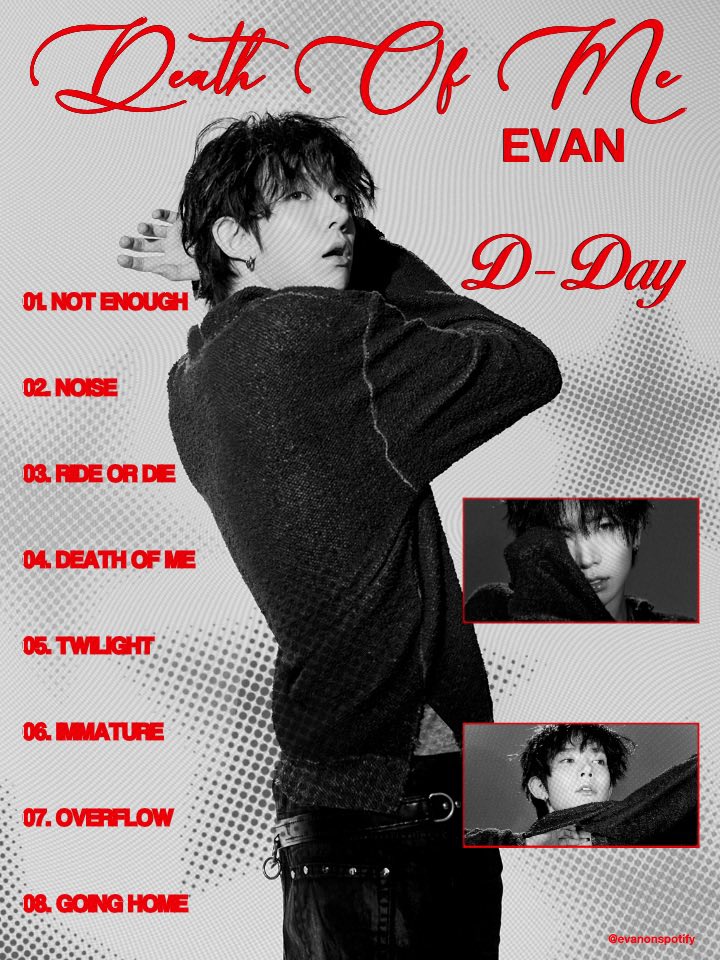 evanonspotify's tweet photo. WE HAVE ENTERED THE LAST 30 MINUTES 

ALBUM OF THE YEAR IS HERE. 

DEATH OF ME OUT NOW 
#EVAN #에반 #EVAN_1stMiniAlbum 
#DEATH_OF_ME @h_evva_n @evan_officialJP https://t.co/7oHsfJhS7a