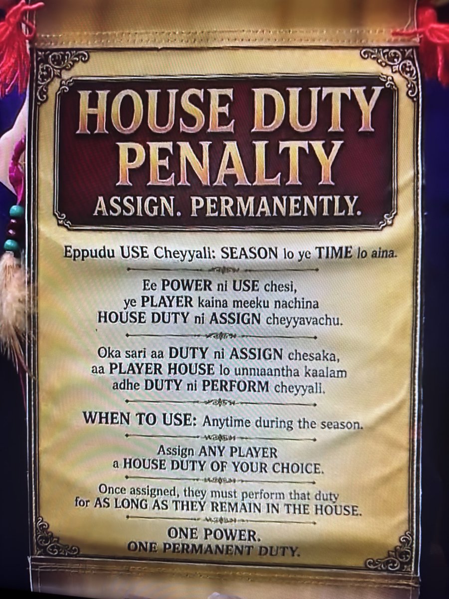 Bobbythobiggbos's tweet photo. Power to Shalini : House Duty Penalty. 

#BiggBossTelugu10 https://t.co/pRbaEuIh5Q