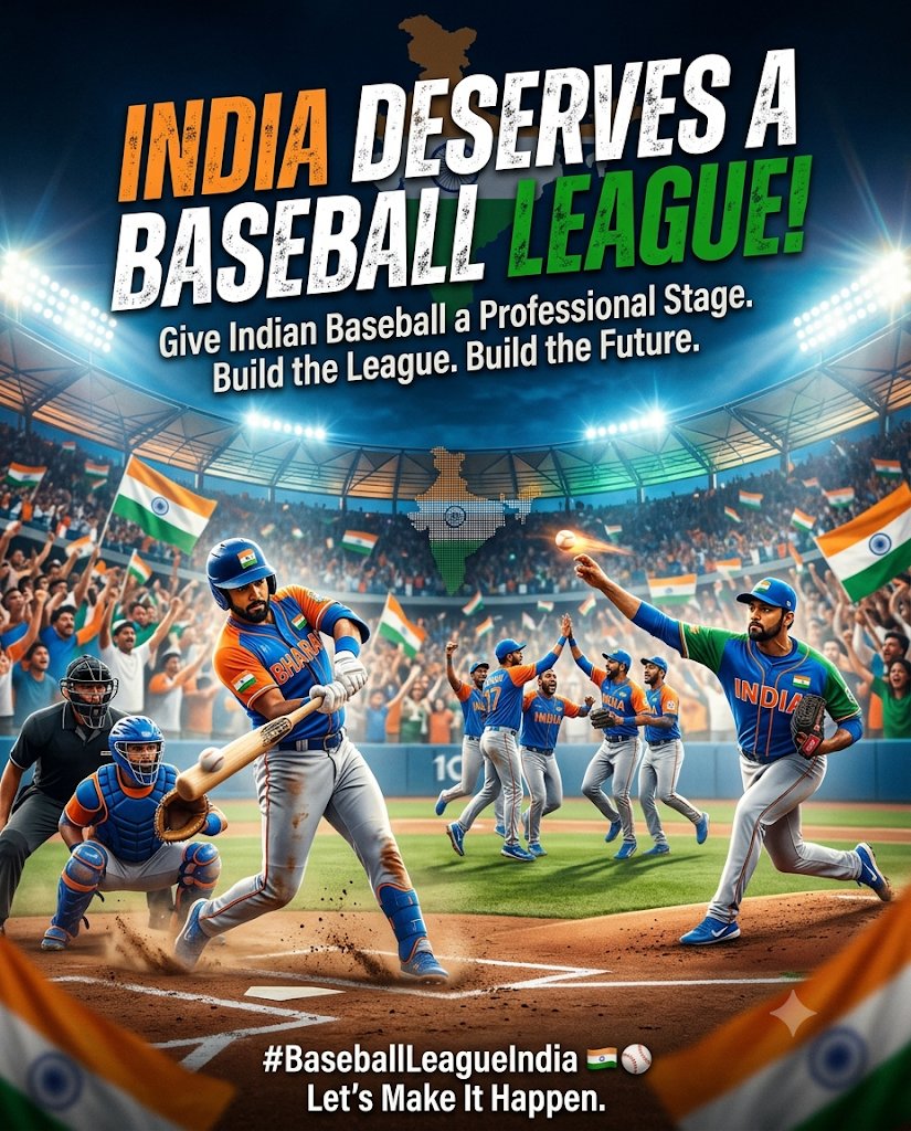 CricktNBaseball's tweet photo. @lonsaikia We need something similar for Indian Baseball ⚾ now. Our baseball team isn't playing in Asian games. https://t.co/cVcDwj20LH