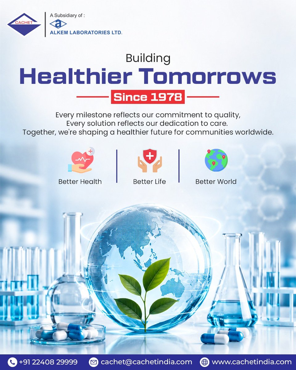 cachetpharma's tweet photo. Building a healthier future takes commitment, consistency, and care. Since 1978, Cachet Pharmaceuticals has been moving forward with a purpose: creating better healthcare solutions for communities worldwide. 💙

#CachetPharmaceuticals #PharmaceuticalIndustry #Healthcare #Pharma https://t.co/j3AfT0Aanp