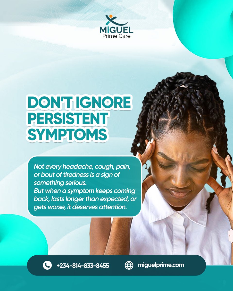 CarePrimeCare's tweet photo. DON’T IGNORE PERSISTENT SYMPTOMS

Not every headache, cough, pain, or bout of tiredness is a sign of something serious. But when a symptom keeps coming back, lasts longer than expected,

#HealthTips #PreventiveCare #HealthAwareness #HealthyLiving #Healthcare #KnowYourBody https://t.co/8mKt2ayLuC
