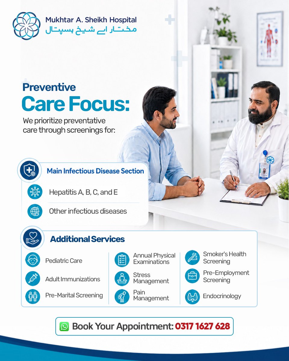mashospitalx's tweet photo. From everyday medical concerns to long-term health management and preventative care, MASH is here to support you at every stage of life.
Swipe through to see our all medical services.
Book Your Appointment: 0317 1627 628
#MASHCares #ComprehensiveCare #PreventativeHealth https://t.co/wOmLqN0P1y