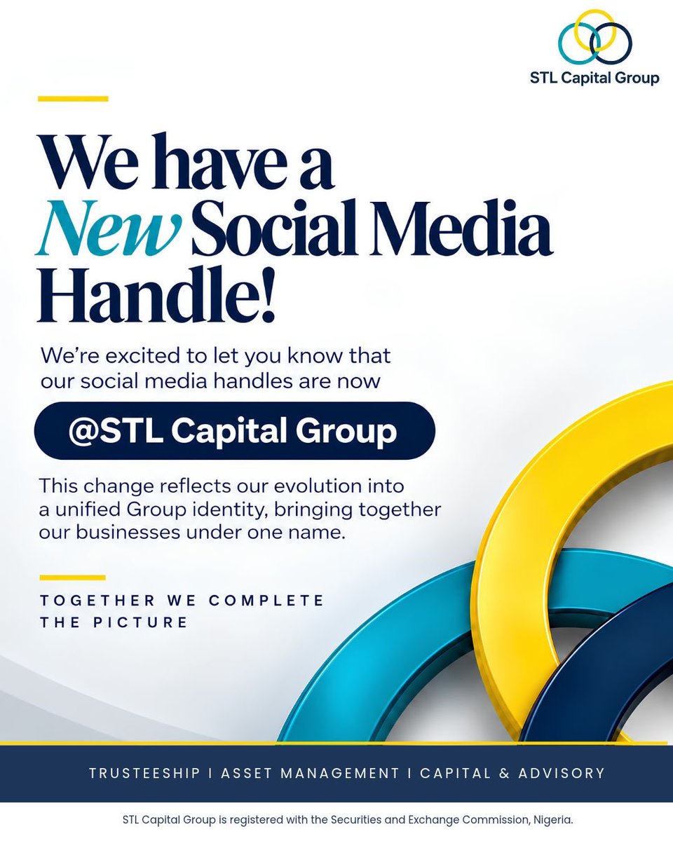STLTrustees's tweet photo. Introducing STL Capital Group

We are pleased to announce an exciting evolution in our digital presence.

As we continue to grow and strengthen our business, STL Trustees will be transitioning its social media handles to STL Capital Group. https://t.co/wrCXJMLlms