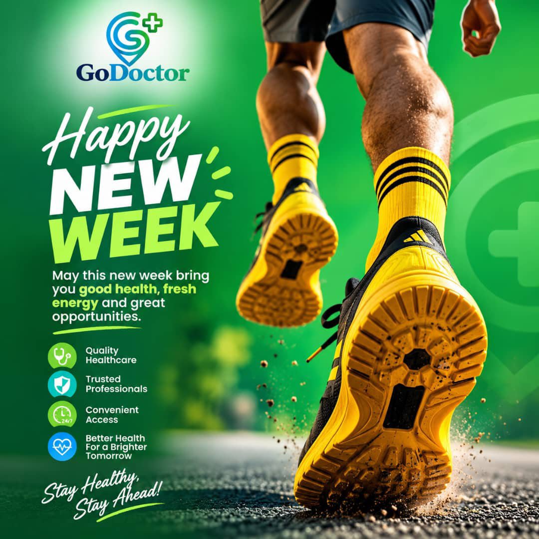 GoDoctor_'s tweet photo. New week, new goals don't leave your health behind! 🌟
Access MDCN-verified doctors, lab tests, and medicine delivery anytime, anywhere across Nigeria with GoDoctor. 24/7 care is just a tap away.
👉 Tap the link in our bio to get started!
 #GoDoctorCare #NigeriaHealthcare https://t.co/NurKIq4cZd