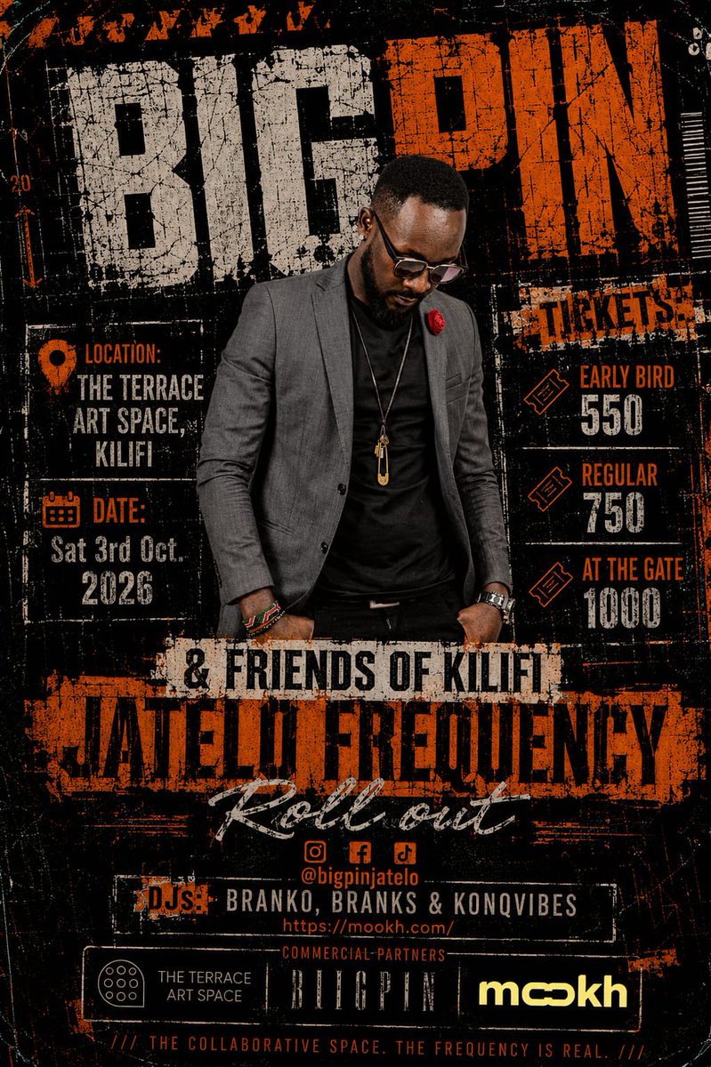 Bigpinjatelo's tweet photo. Live performances from Bigpin &amp; Friends of Kilifi 3rd October at the Art Space in Kilifi…
Link to tickets: https://t.co/FE4MZpxlS5 https://t.co/1GdKOC7sVa