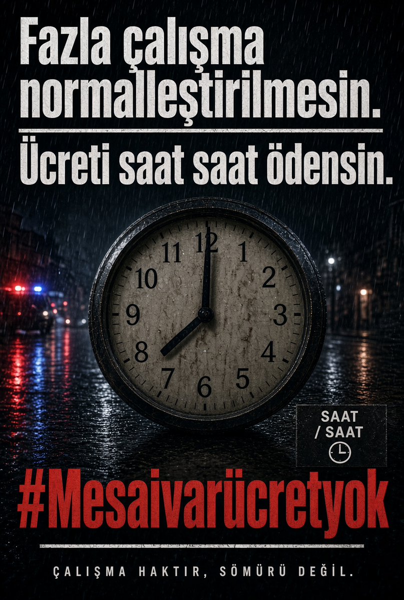 YalcinDoganVHP's tweet photo. Fazla çalışma normalleştirilmesin. Ücreti saat saat ödensin. #Mesaivarücretyok https://t.co/9GxTM7PycY