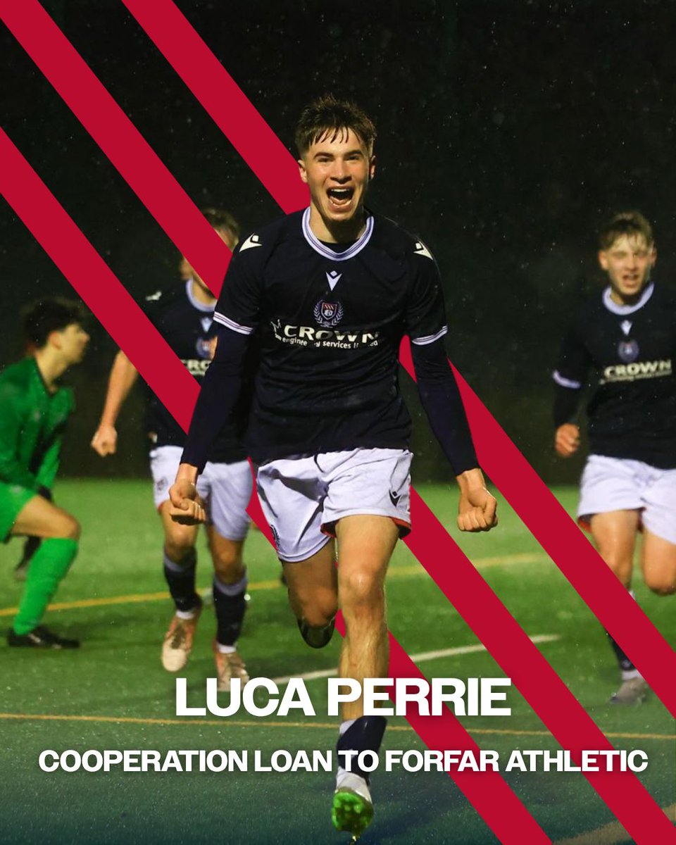 DundeeFC's tweet photo. Dundee Football Club has entered into a cooperation agreement with Forfar Athletic FC.

As part of the agreement, Ethan Crombie and Luca Perrie have joined Forfar on cooperation loans, and played in their William Hill League 2 fixture against Stranraer on Saturday.

Good luck, Ethan and Luca!