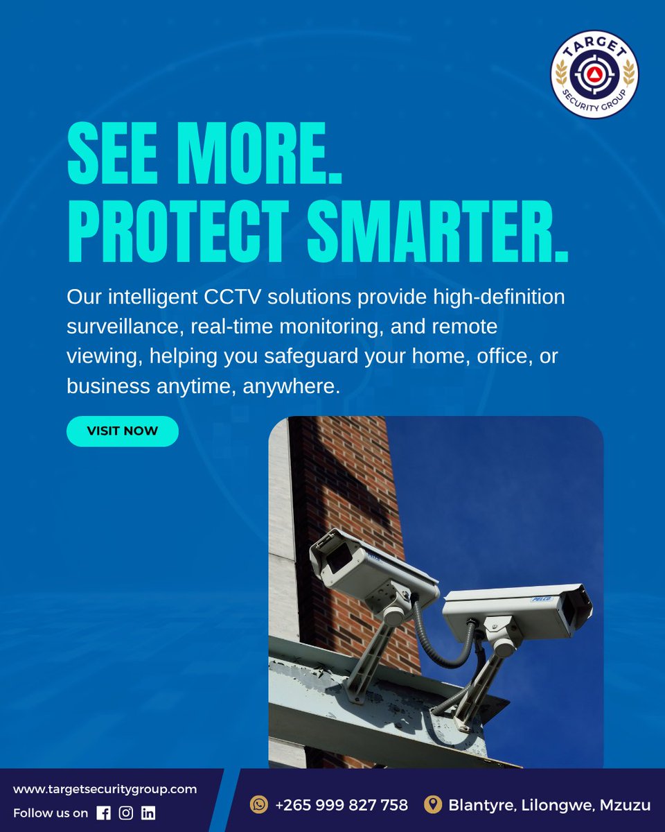 tsgmal_'s tweet photo. 🎥 Protection that never stops! 🛡️

Keep your property safe with advanced CCTV systems from Target Security Group.

#CCTV #Security #TargetSecurityGroup

🌐 Visit: https://t.co/KAIM5rzIbV
 📲 WhatsApp: +265 999 827 758 https://t.co/AAYkHZKDD8