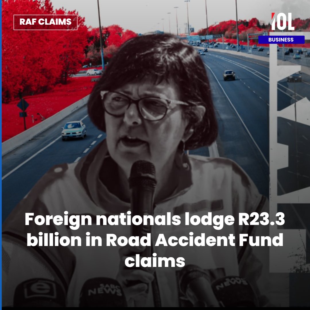 IOL's tweet photo. Minister of Transport Barbara Creecy has revealed that foreign nationals lodged claims worth more than R23.3 billion with the Road Accident Fund (RAF) over the past five financial years.
Read on https://t.co/1ebvieh8WZ
#business #BarbaraCreecy #ForeignNationals #RoadAccidentFund #ClaimsLodged