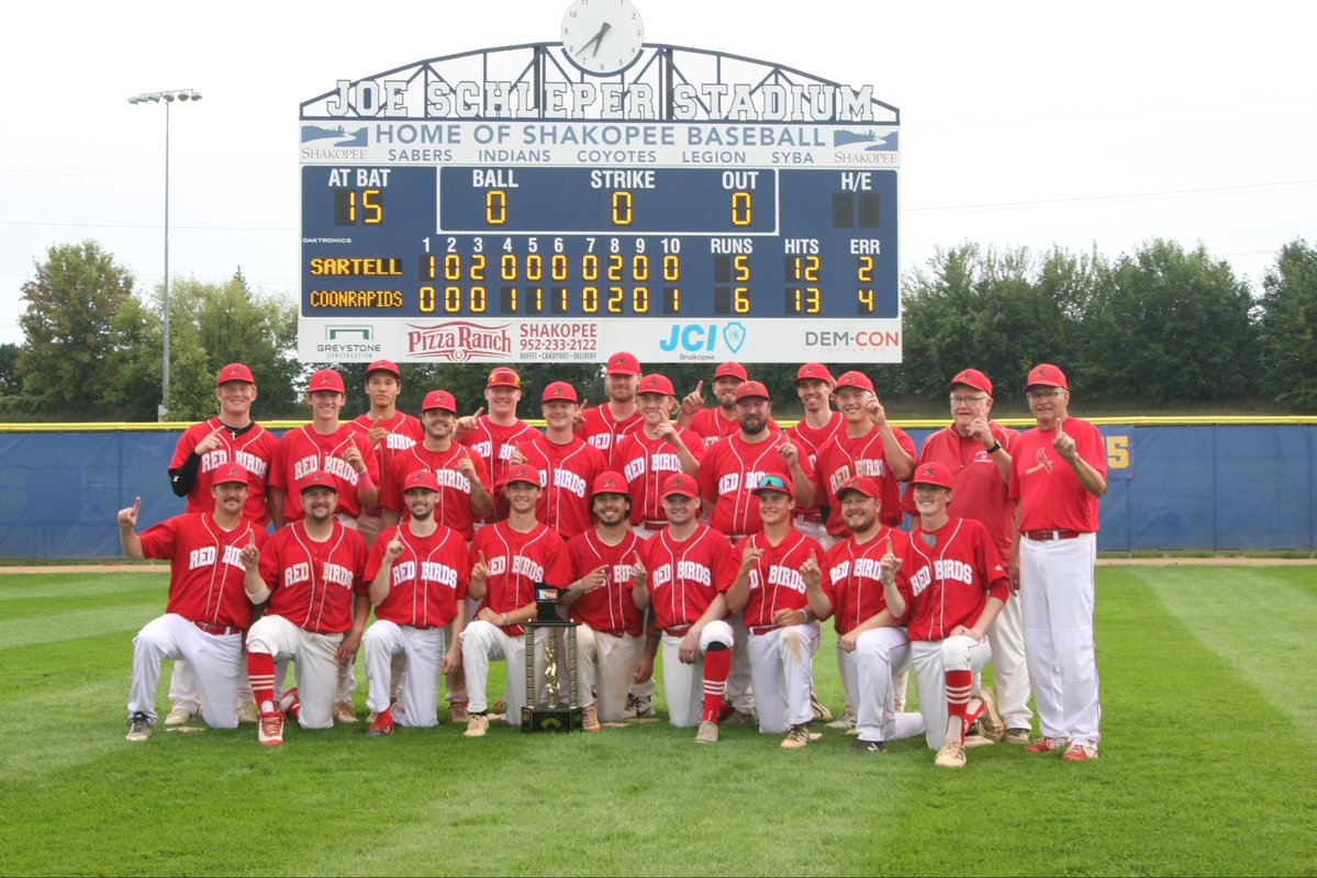 TheRedbird9's tweet photo. 🏆 STATE CHAMPS! 🏆

The Coon Rapids Redbirds are your Minnesota Class A Amateur Baseball State Champions! 🥇 https://t.co/SBzS0xxKM5