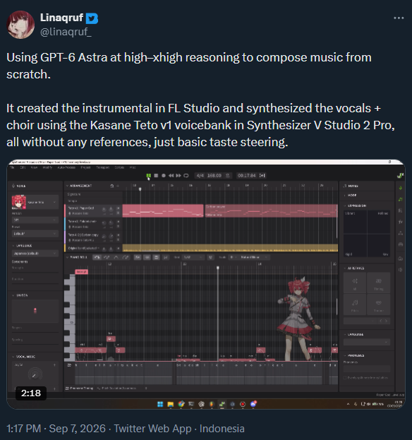 AzakaSekai_'s tweet photo. ai bros are now larping vocalsynth composition https://t.co/CqgzG7Z4rU