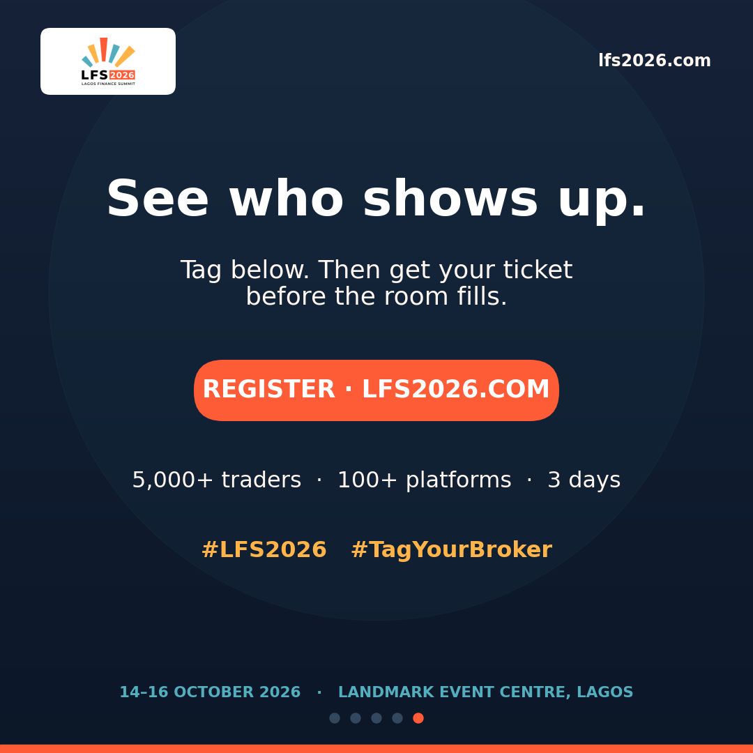 lfsnigeria's tweet photo. 5,000+ traders. 100+ platforms. Three days.
Tickets: https://t.co/gy2vZqYHoO
#LFS2026 #TagYourBroker https://t.co/bTOVbyWnon