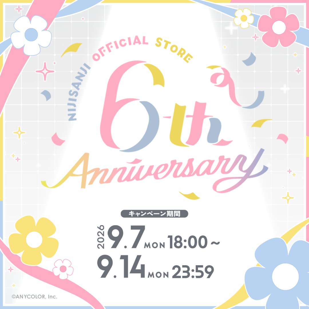 nijisanji_app's tweet photo. 【#にじストア6周年 キャンペーン開催！】

にじストア6周年キャンペーンをにじストアで開催いたしました！
グッズ販売も開始！

▼にじストア6周年 新グッズはこちら
https://t.co/3c8ERlZ1kV https://t.co/FwKPPlshQh