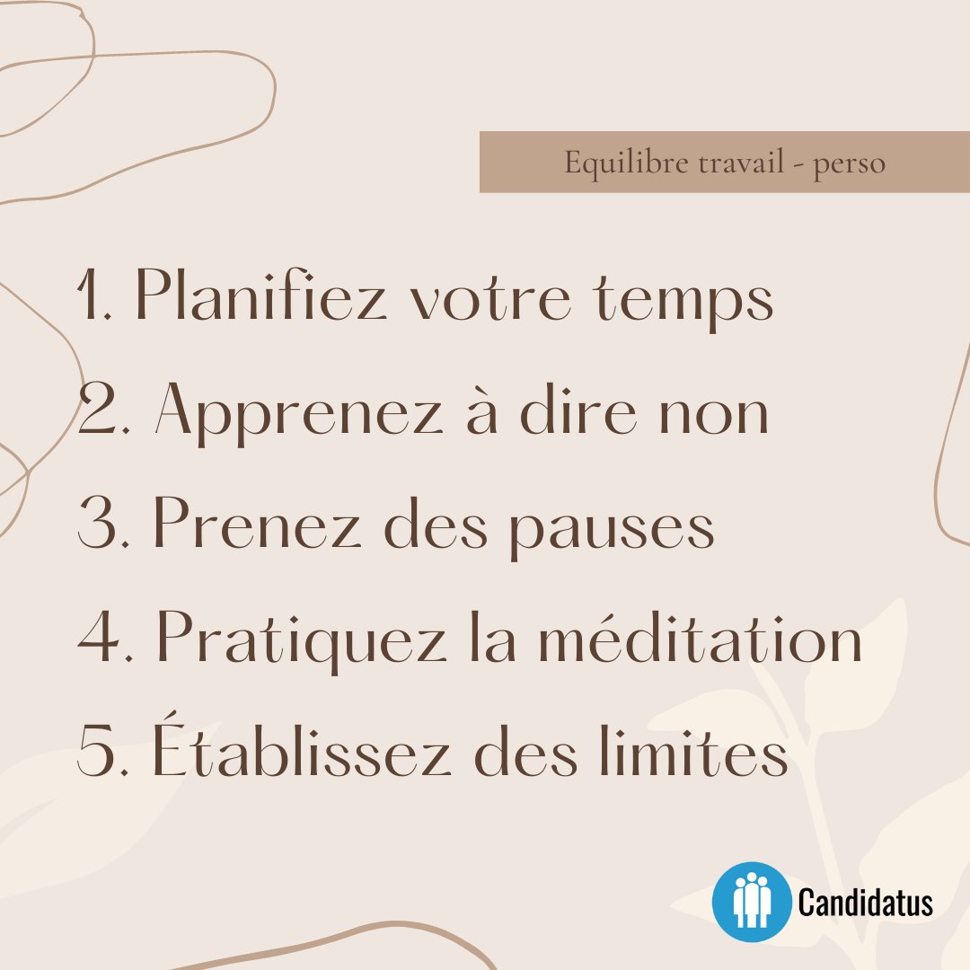 candidatus_com's tweet photo. Trouver un équilibre entre travail et vie personnelle est un défi pour nombre d'entre nous ���� !  Nous nous investissons tellement dans notre travail que nous avons souvent du mal à nous déconnecter et à trouver du temps pour nos activités personnelles. https://t.co/Wm9tJxGLSB