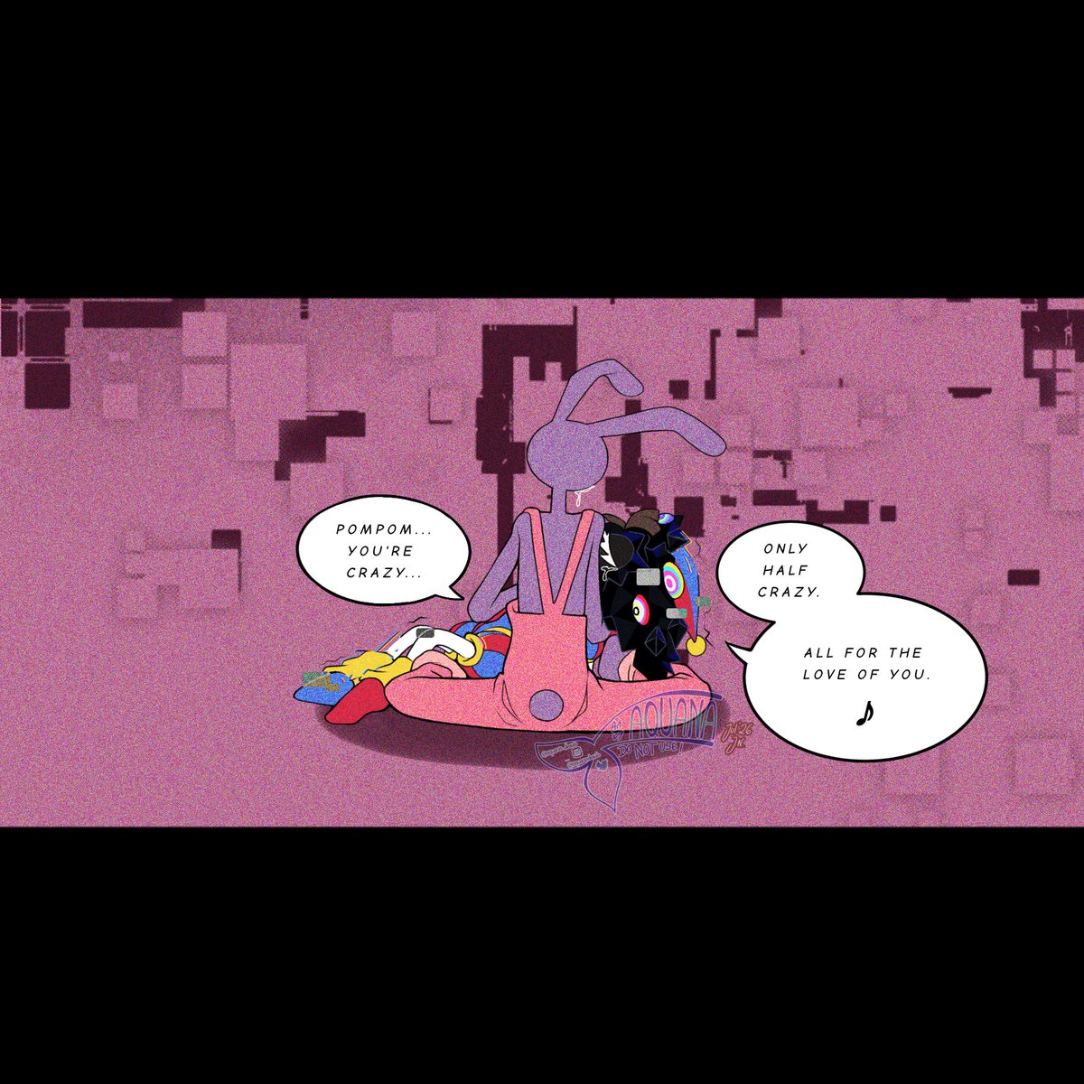 AquanaDraws's tweet photo. I started an alternate ending comic a few weeks ago. It's still ongoing and i'll post new pages frequently when they're done!

Pomni's love for Jax let her heart absorb the abstracted data outta his body, which turned into a thorn impaling hers.

#funnybunny #pomni #jax #tadc https://t.co/GCNao4tSg4