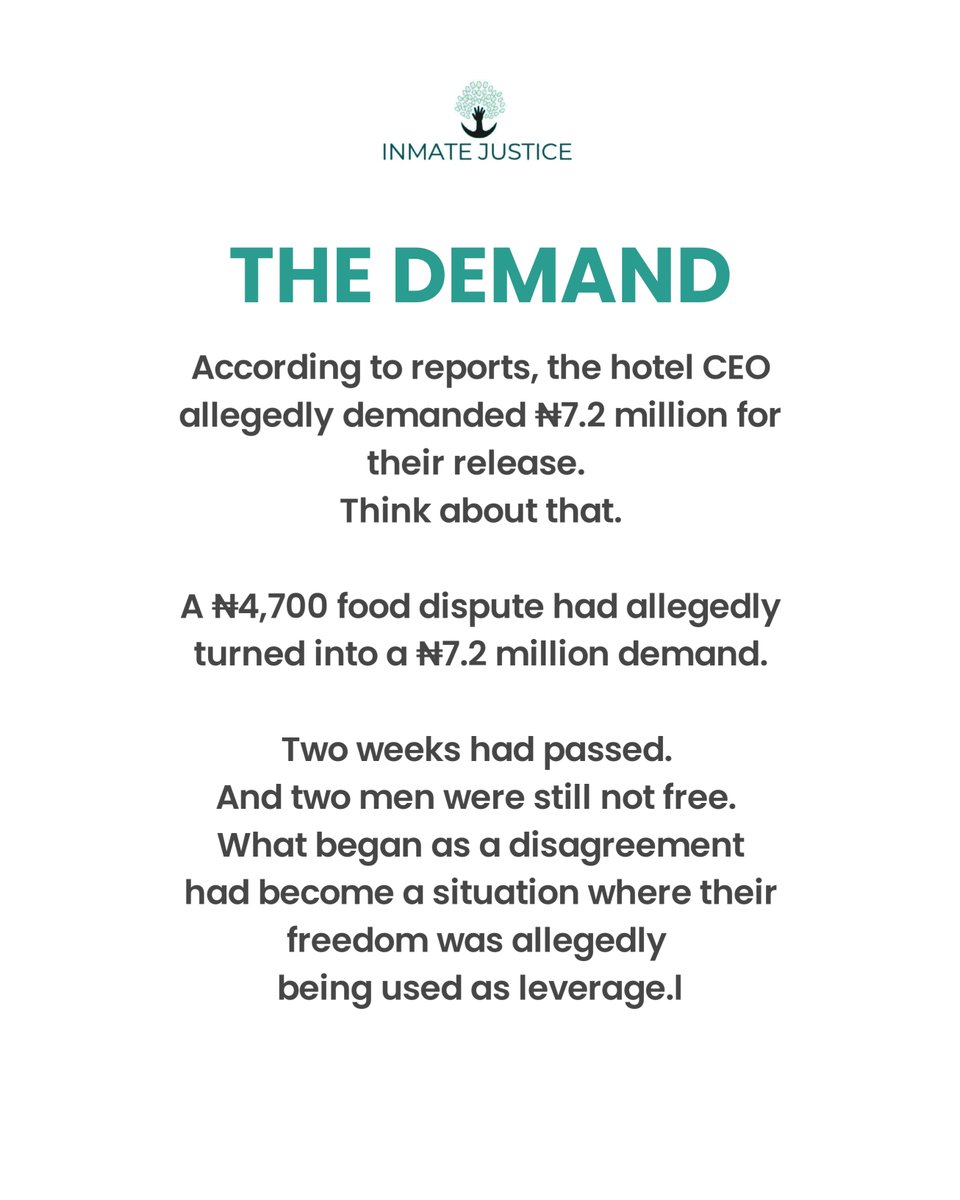 inmatejusticen1's tweet photo. A ₦4,700 food dispute reportedly became a two-week detention and an alleged ₦7.2M
ransom demand.
Whatever the outcome of the case, one thing is clear:
Not knowing your rights can leave you powerless when it matters most.
#InmateJusticeAfrica #KnowYourRights https://t.co/2CTUBUY6N2