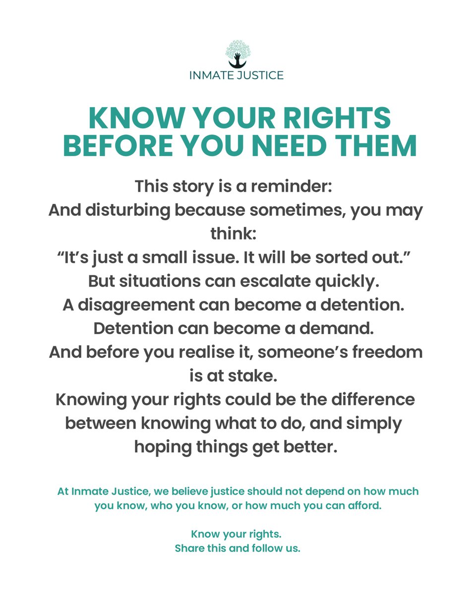 inmatejusticen1's tweet photo. A ₦4,700 food dispute reportedly became a two-week detention and an alleged ₦7.2M
ransom demand.
Whatever the outcome of the case, one thing is clear:
Not knowing your rights can leave you powerless when it matters most.
#InmateJusticeAfrica #KnowYourRights https://t.co/2CTUBUY6N2
