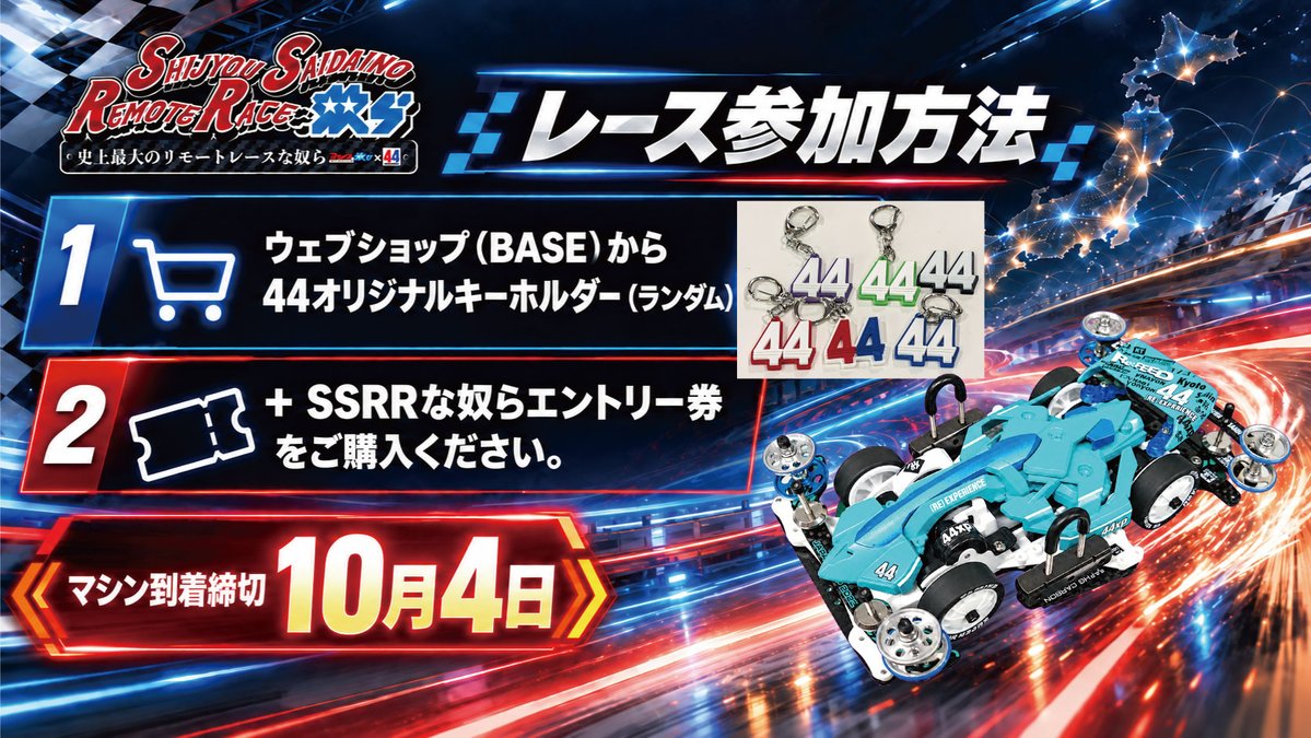 44yonyonKyoto's tweet photo. SSRRな奴ら 開催します！！

エントリーなどはツリーやウェブサイトをよくご確認ください。

集まれ！ヨンクなマン！！
そして、全国のヨンクな仲間たち！！

エントリー権付キーホルダーの購入はこちらからお願いします。
https://t.co/b9SZp222g5 https://t.co/vUkCDstEwx