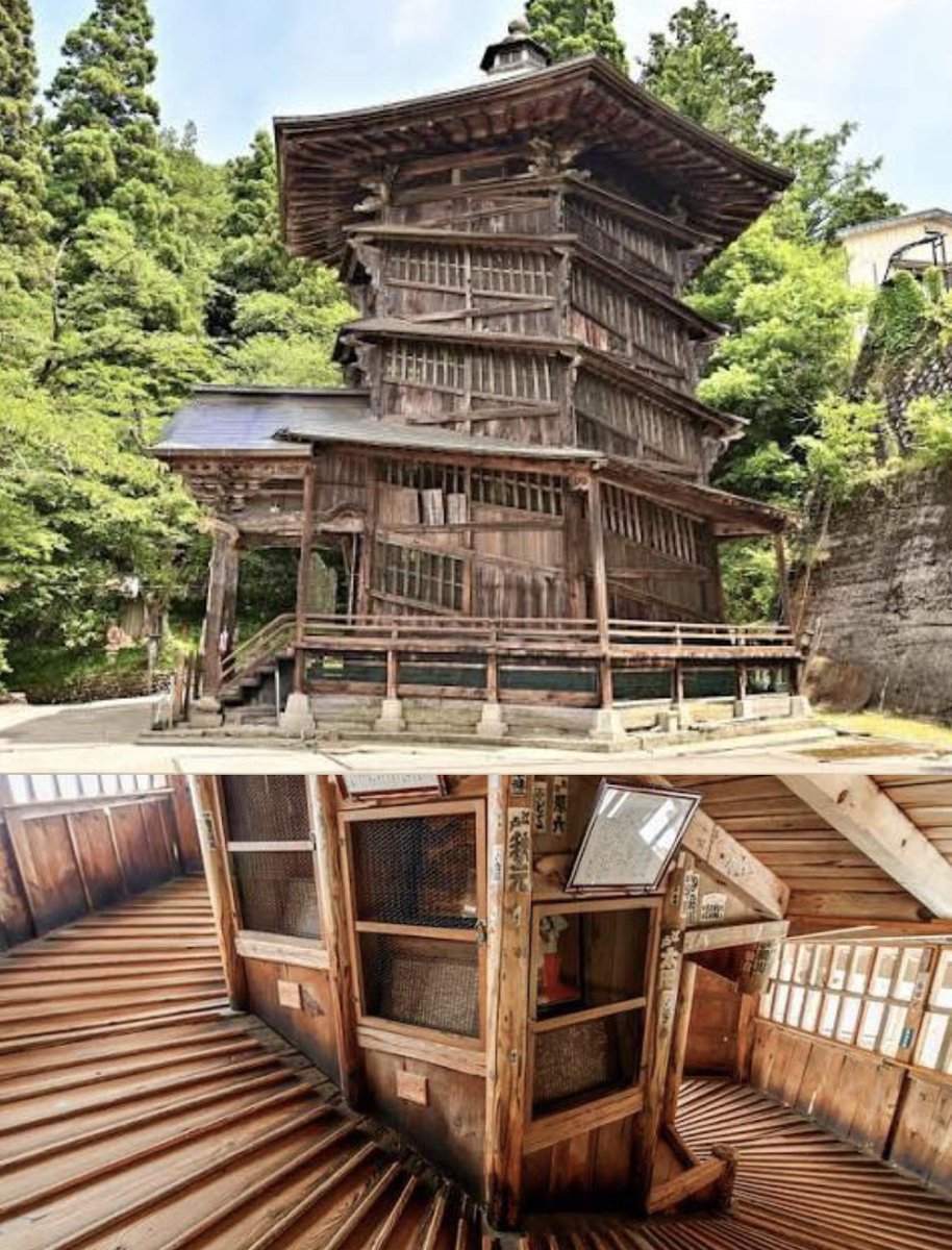 tasogare_plus's tweet photo. 寛政8年、1796年。

会津・飯盛山に、ひとつの堂が建った。

内部は、二重らせんのスロープ。

上りと下りが、決して交わらない構造。

一度通った場所は、二度と通らない。

参拝者は誰ともぶつからず、
誰も待たせず、
ただ自分の巡礼を、自分のペースで終える。

設計したのは郁堂という一人の僧。

ダ・ヴィンチの二重螺旋階段と同じ構造に、230年前の日本で、独自にたどり着いていた。

すれ違わないとは、避けることじゃない。

それぞれの歩みを、それぞれのまま尊重すること。

会津さざえ堂は、今日もその思想を、静かに体現している。