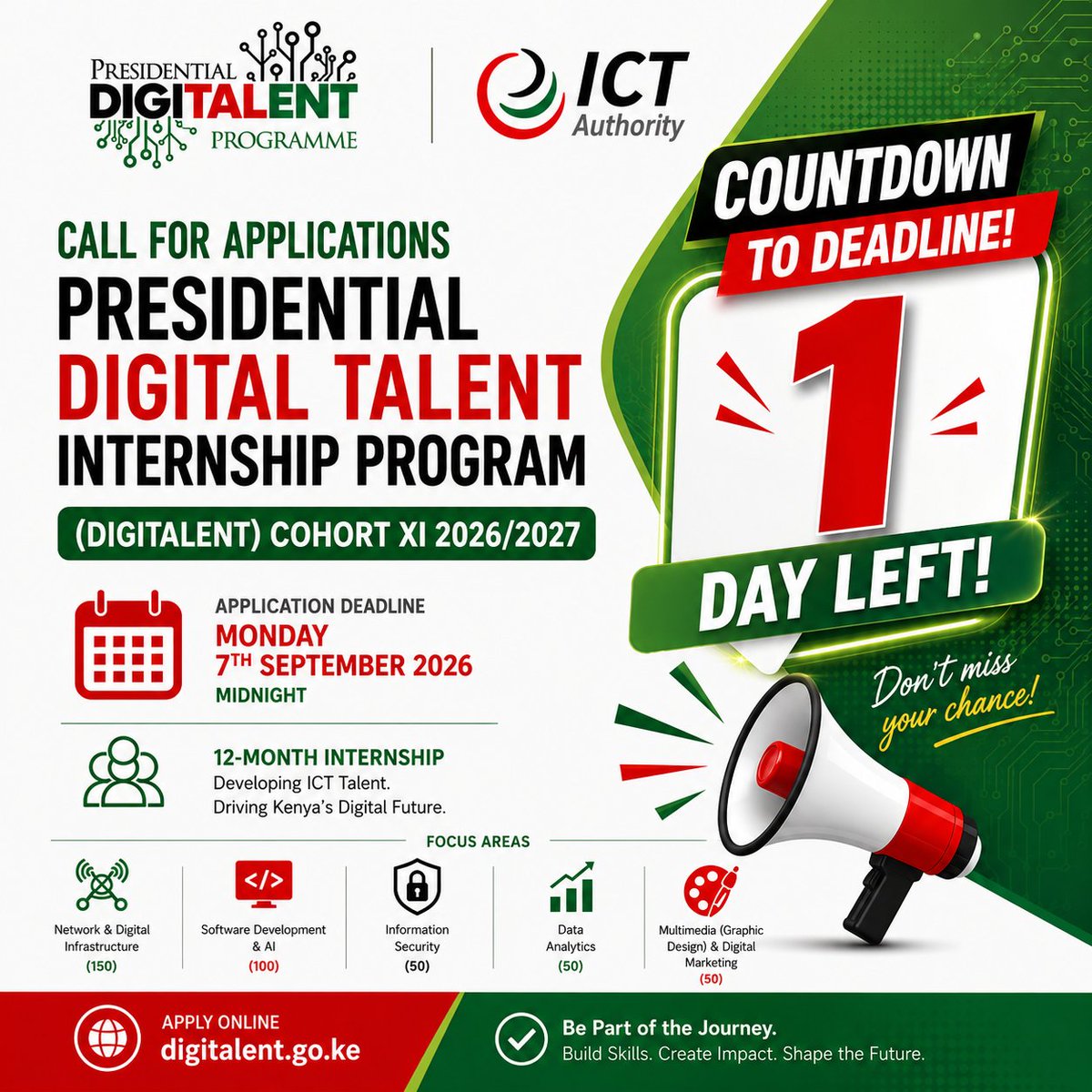 DigiTalentKenya's tweet photo. Final Day to apply for the #PDTPCohortXI 

Do not be left out.

Application Link: https://t.co/fhTrxvaFCI

Deadline: 11:59pm 7th Sept 2026 https://t.co/ZWD2fTRiYl