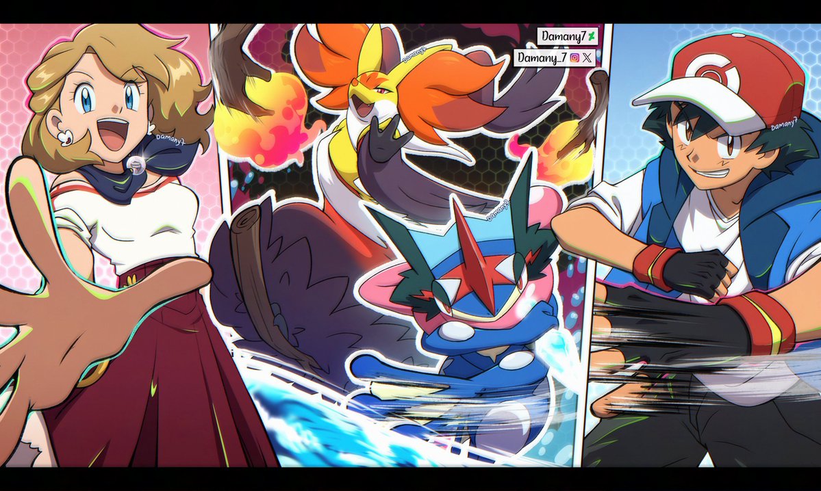 AmourDailyCute's tweet photo. Ash Ketchum and Serena with Ash Greninja and Mega Delphox

Art by @Damany_7

#pokemon #pokemonanime #anipoke #ash #ashketchum #satoshi #serena #amourshipping #satosere https://t.co/w9irr00Trh
